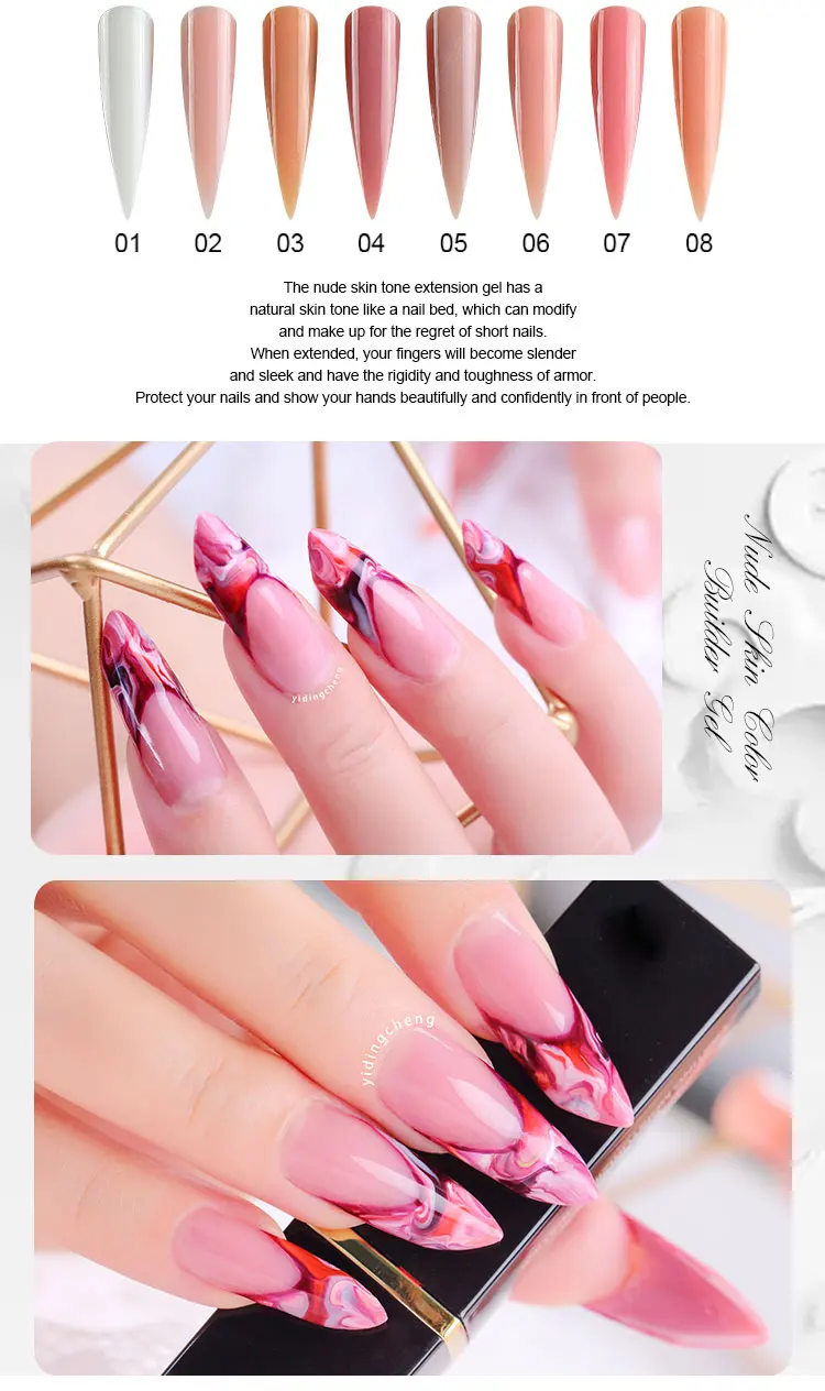 2022 yidingcheng New 15ml products art acrylic led/uv buildering hard jelly poly nail extension gel