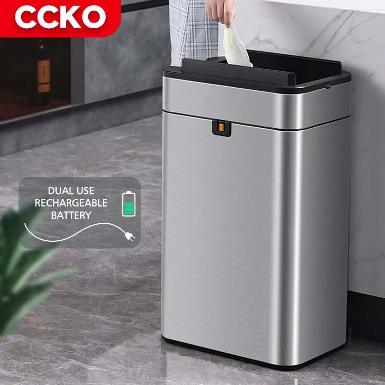 Hotel 20L Stainless Steel Electric Trash Can Smart Dustbin Kitchen Sensor Rubbish Bin Touchless Waste Bins For Office Bathroom