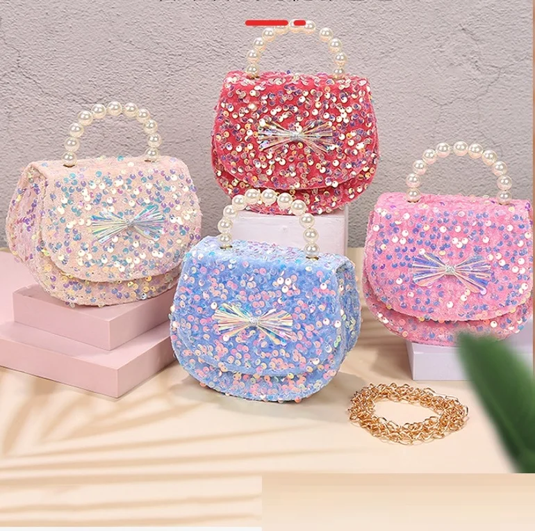 723 Popular In Korea Wholesale Girls Crossbody Bag Shoulder Bags Mini Chain Sequin Bow Bag