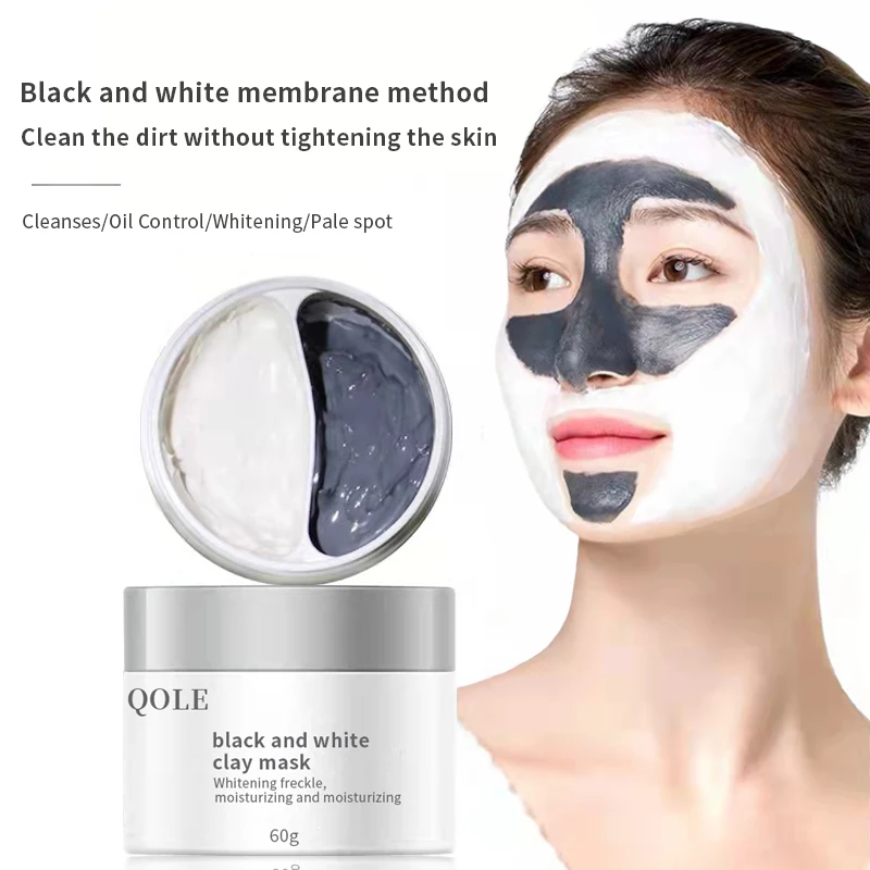 Private Label Facial white and Black Mask Blackhead Remover Deep Cleansing Mask Peel Clay