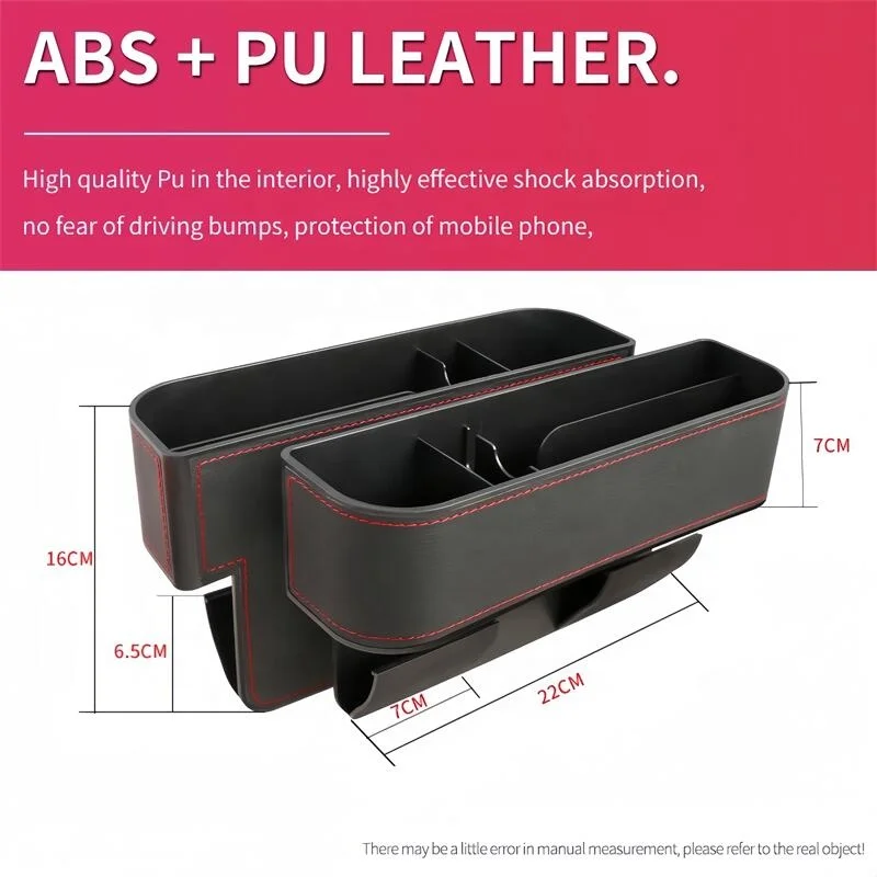 Updated Car Seat Gap Filler Universal Car Armrest Box Storage  ABS PU Leather hot selling car accessories