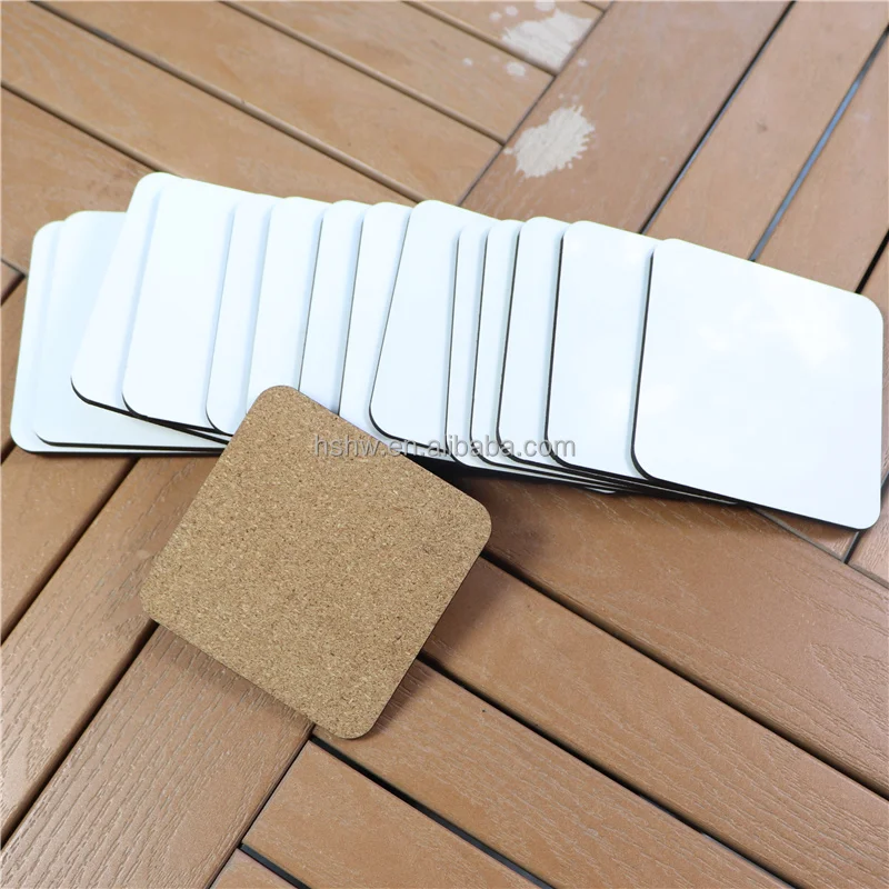 FREE SAMPLE Square Wood Placemat Printing Mdf Sublimation Cork Coasters 3mm Placemats Coaster For Heat Press