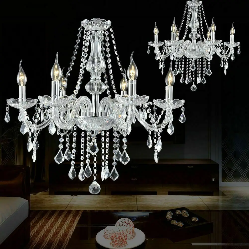 Modern Chandelier Crystal Glass LED Ceiling Light Fixture Pendant Hanging Lamp