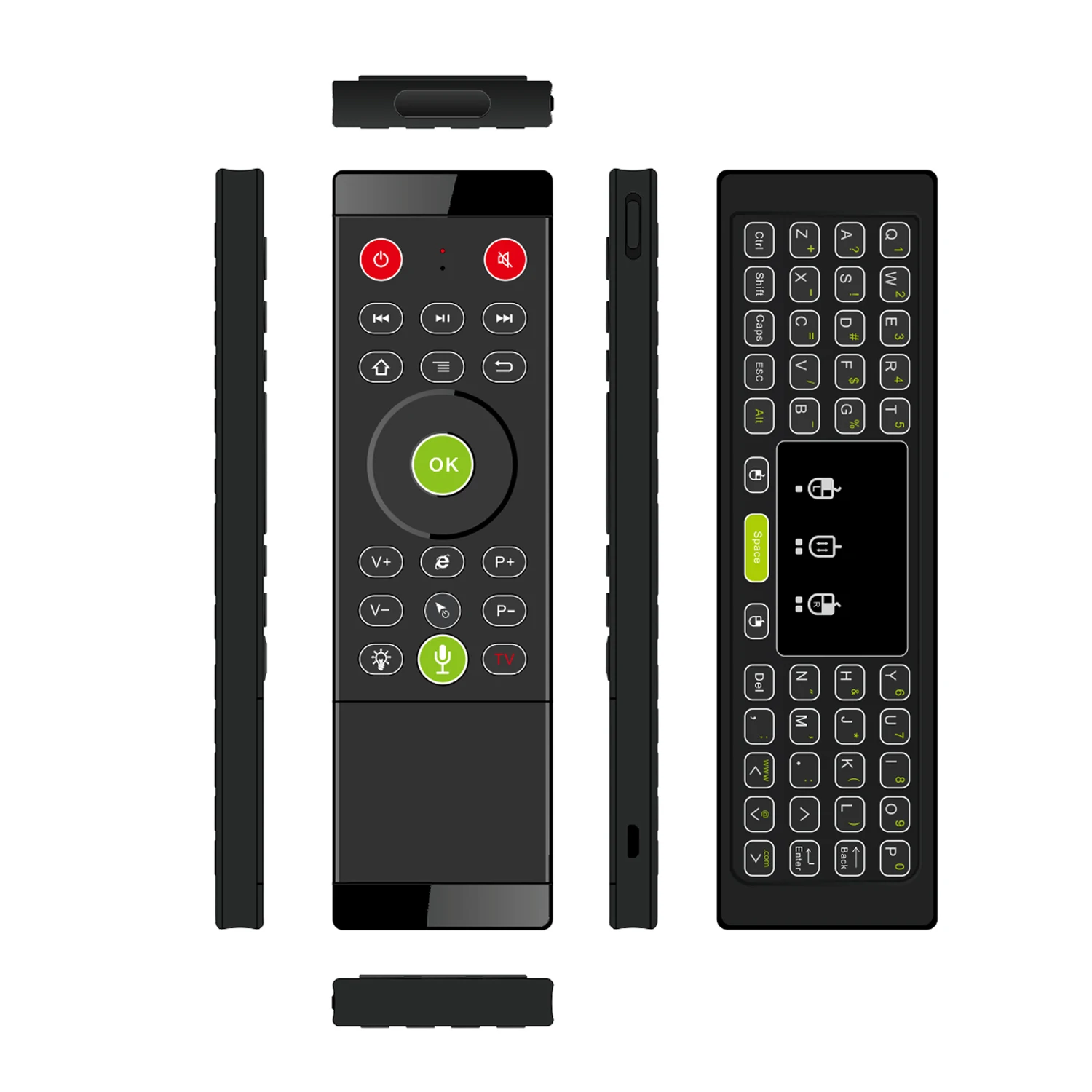 Fashion Design 2.4g wireless Air mouse keyboard TZ16  touch screen mini keyboard backlight with IR learning and Voice function