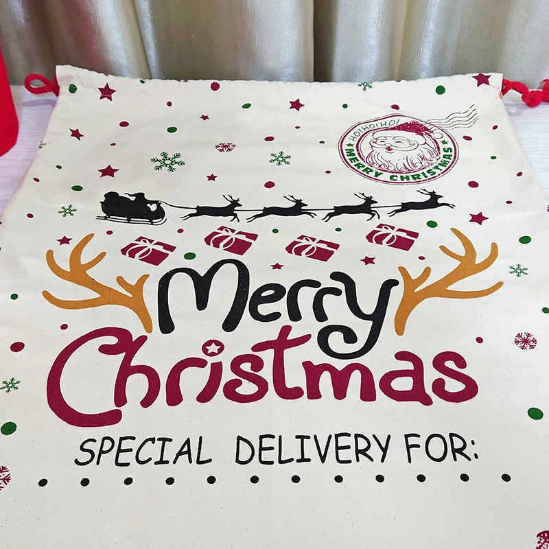 High King In Stock Fabric Eco Sack Drawstring Cloth Christmas Gift Bag In Bulk