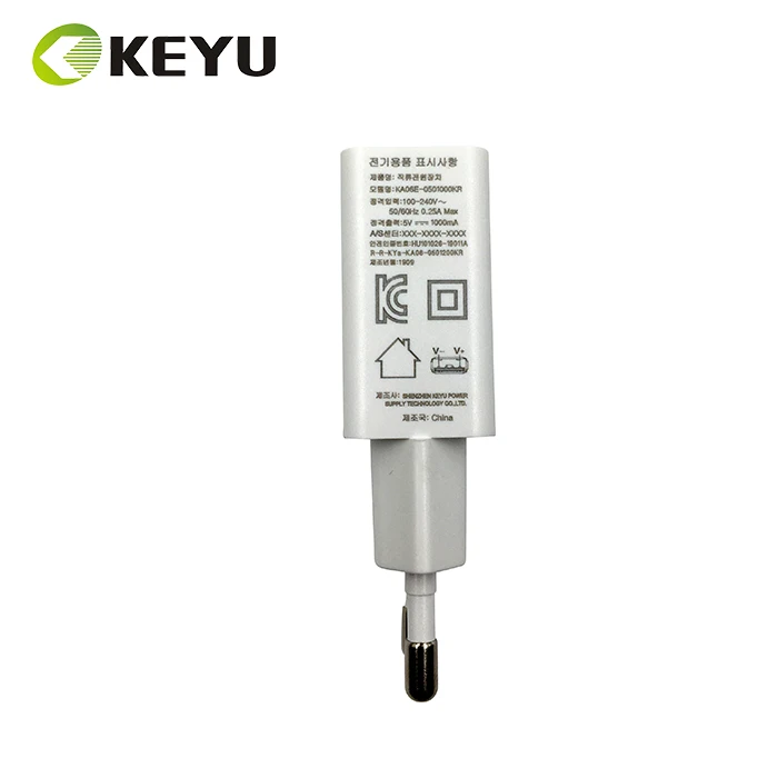 KC Approved 5V 1A 1000mA Single Port USB Wall Charger for Mobile on South Korea Market