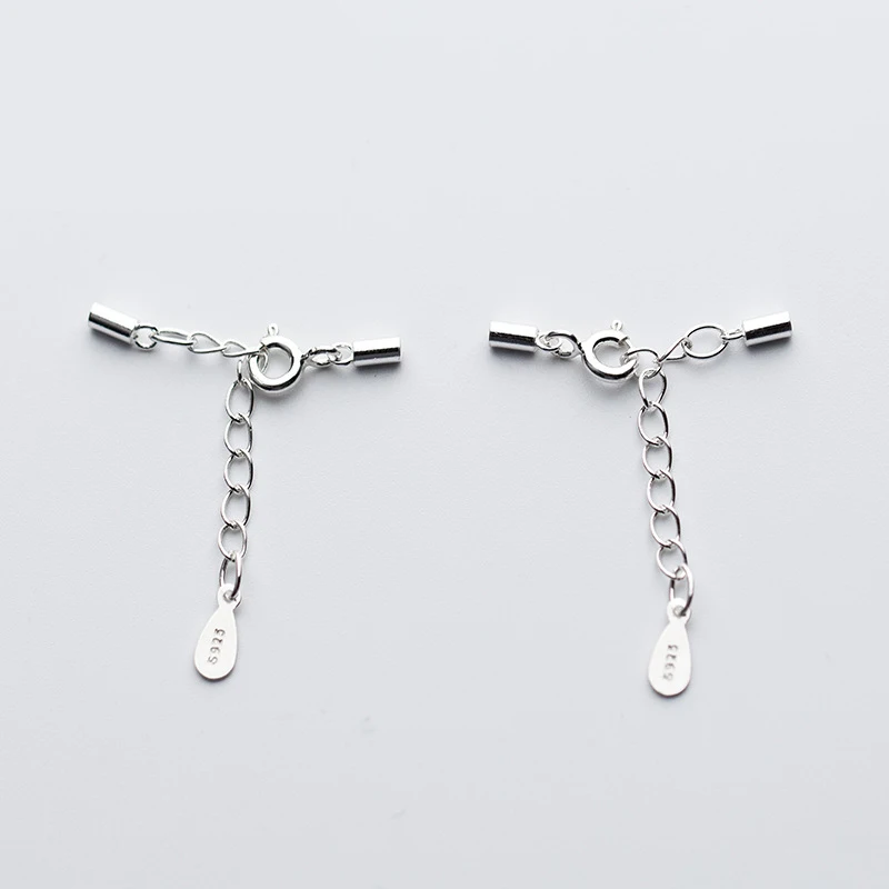 Sterling Silver Lobster Clasps Hooks Extending Chain Leather Cord Crimps End Bracelet Connectors For Jewelry Making Findings