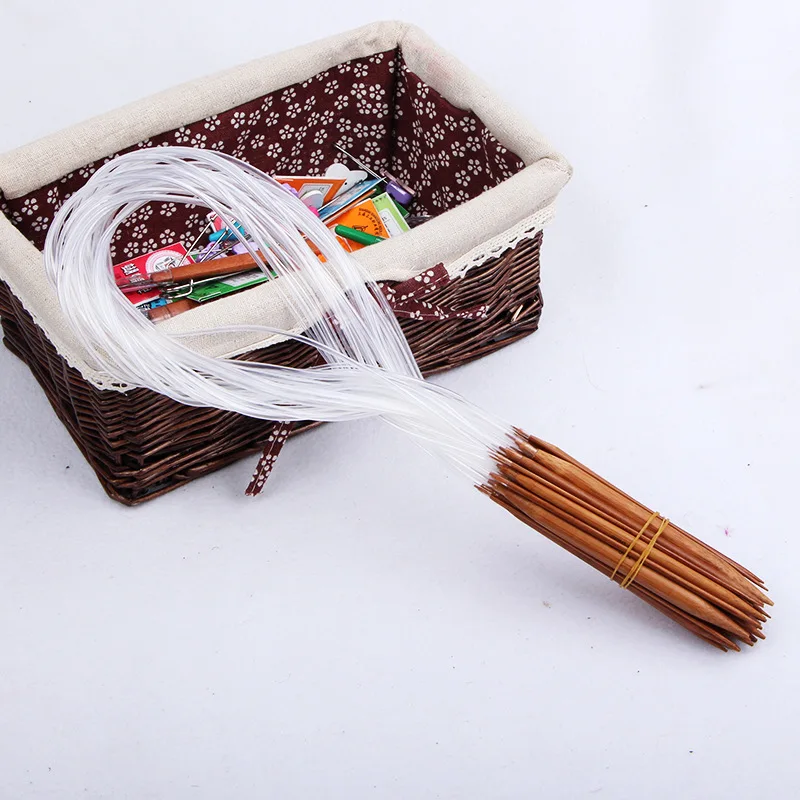 Bamboo Knitting Needles Set Circular Wooden Knitting Needles with Colorful Plastic Cable,Knitting Needle for DIY