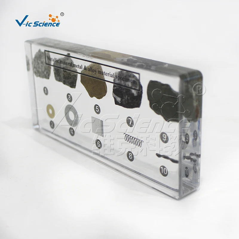 Embedded specimens of metallic minerals metals and alloys model for school education mineral specimens