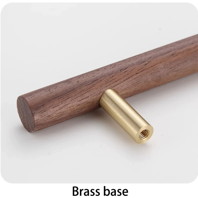 Nordic Wooden Long Drawer Knobs T bar Handle Walnut Cupboard Pulls Kitchen Wood Cabinet Door Handle