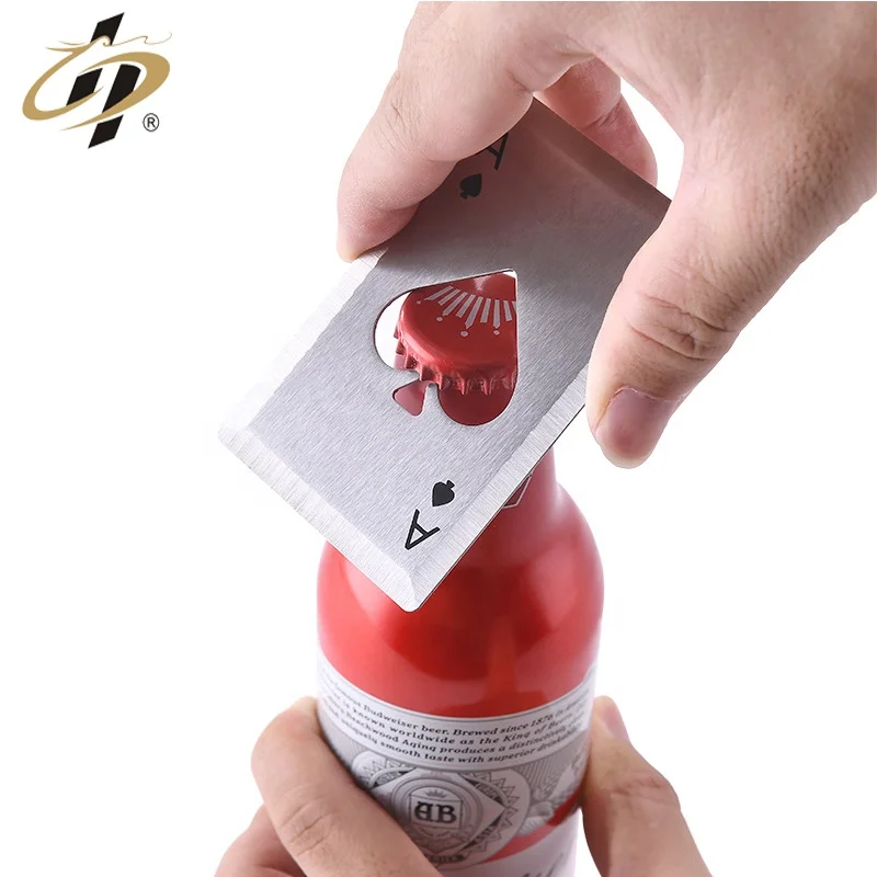Wholesale cheap stainless steel poker card metal beer bottle opener