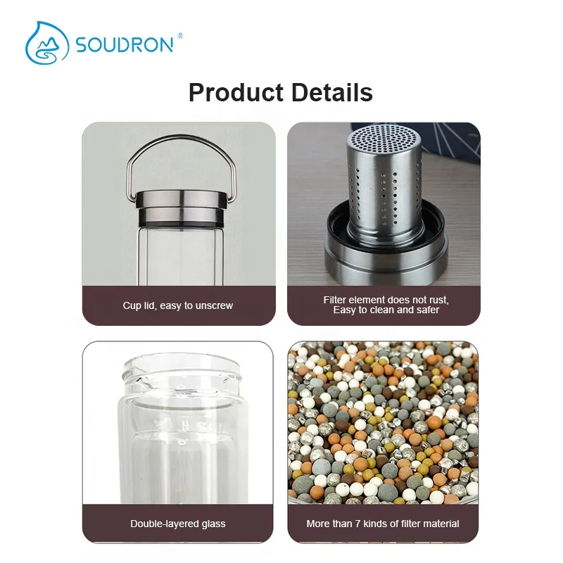 Food Grade alkaline water bottle pH 8-9.5 alkaline water bottle Mineral stone water bottle with alkaline filter for customized