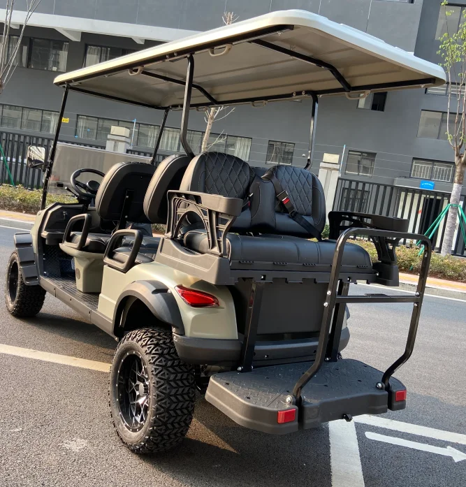 Shining Brand Electric Golf Cart 4+2 Seats Golf Buggy Matte Gray Golf Cart for Sale