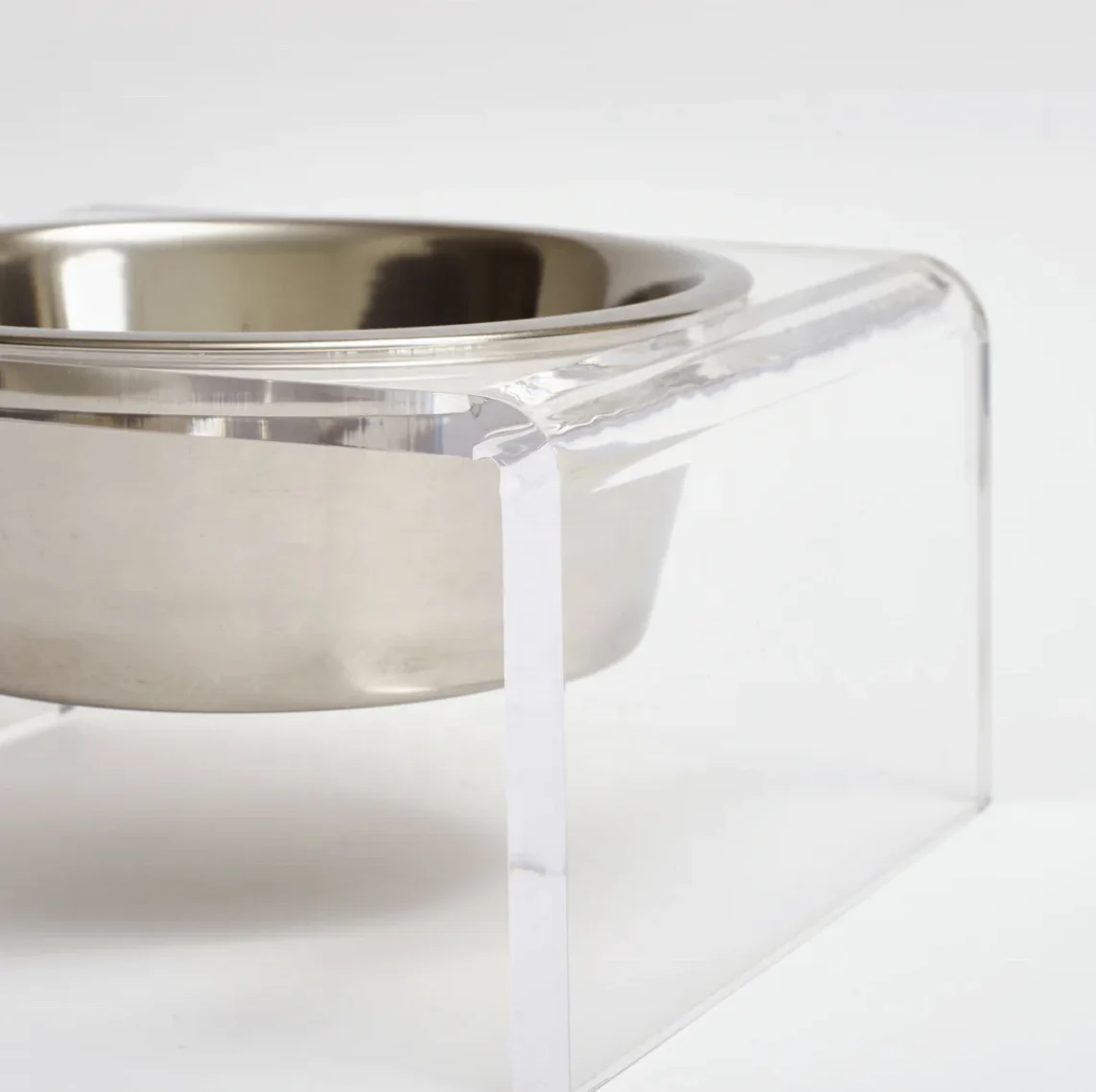 Acrylic Dog Bowl Holder Customized Acrylic Pet Table with Gold Bowls