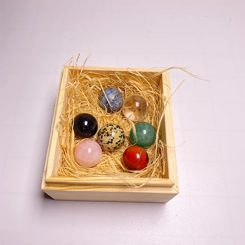 Natural Mineral Polishing Healing Crystal ball Home Decor Seven Colors 1set