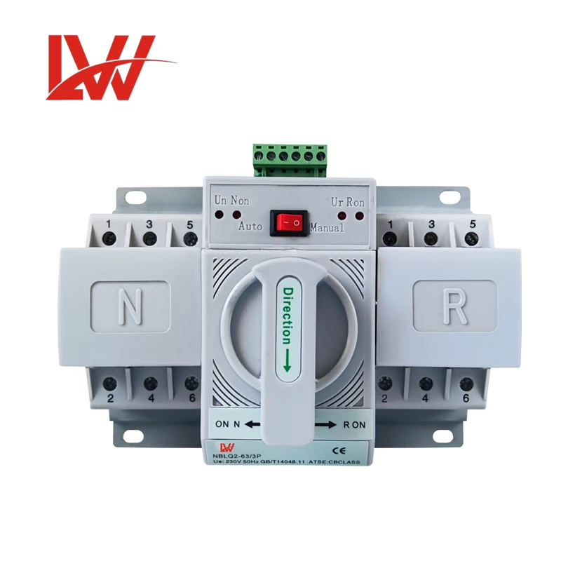 63a 3p 4p  ats dual - power supply cb class type for generator automatic transfer switch