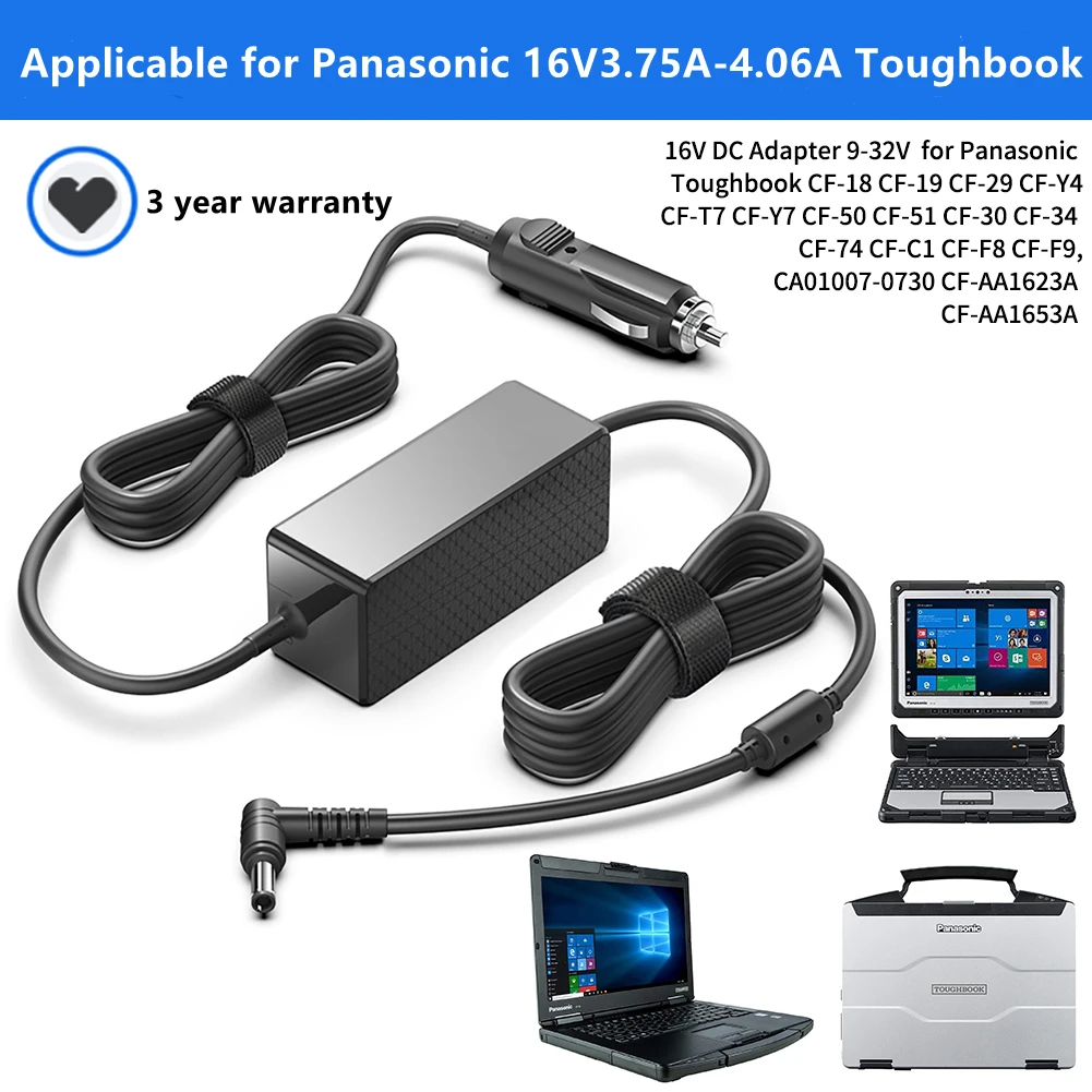 9-32VDC input 65W 16V 3.75A 16V 4.06A 15.6V 4.06A DC Charger for Panasonic Toughbook M1 G1 A3 20 33 Laptop Car Charger Adapter