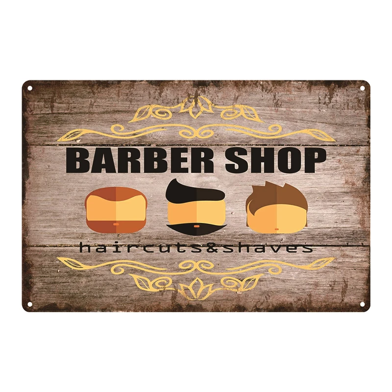 Wholesale vintage metal tin sign Salon Barber Shop hair cut decor