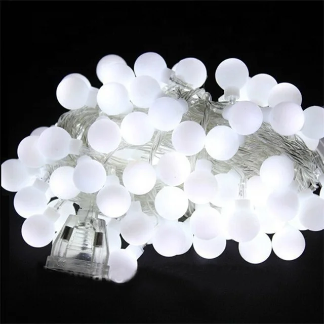 Outdoor led lighted 40mm balls string light cotton balls