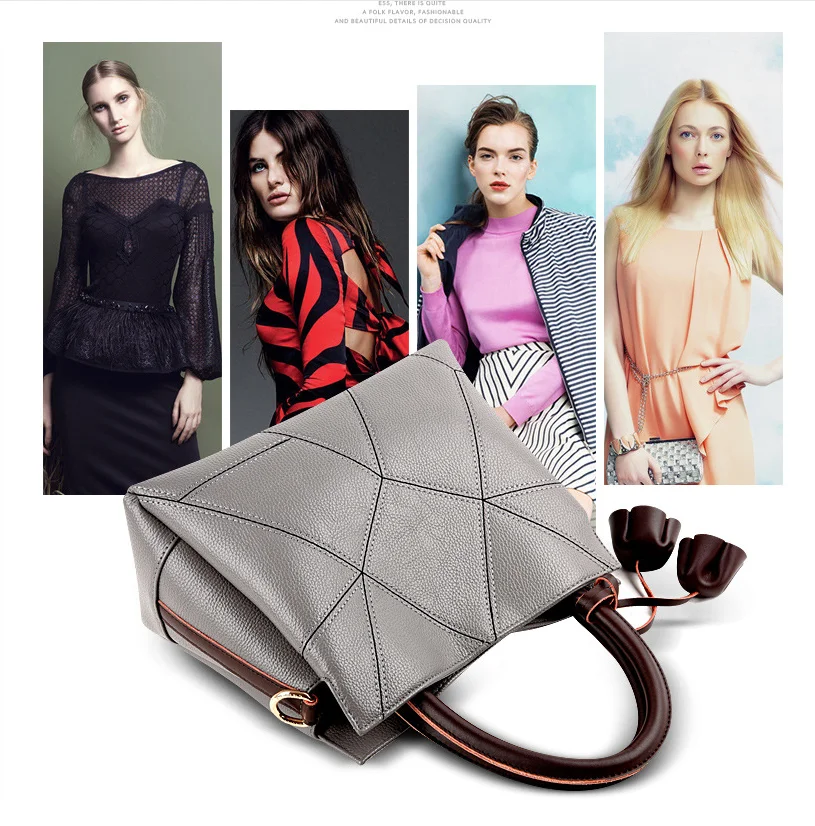 
New Western Fashion Temperament Mother Model Multi-layer Handbag Large Capacity Geometric Patterns Tote Bag Messenger Bag 