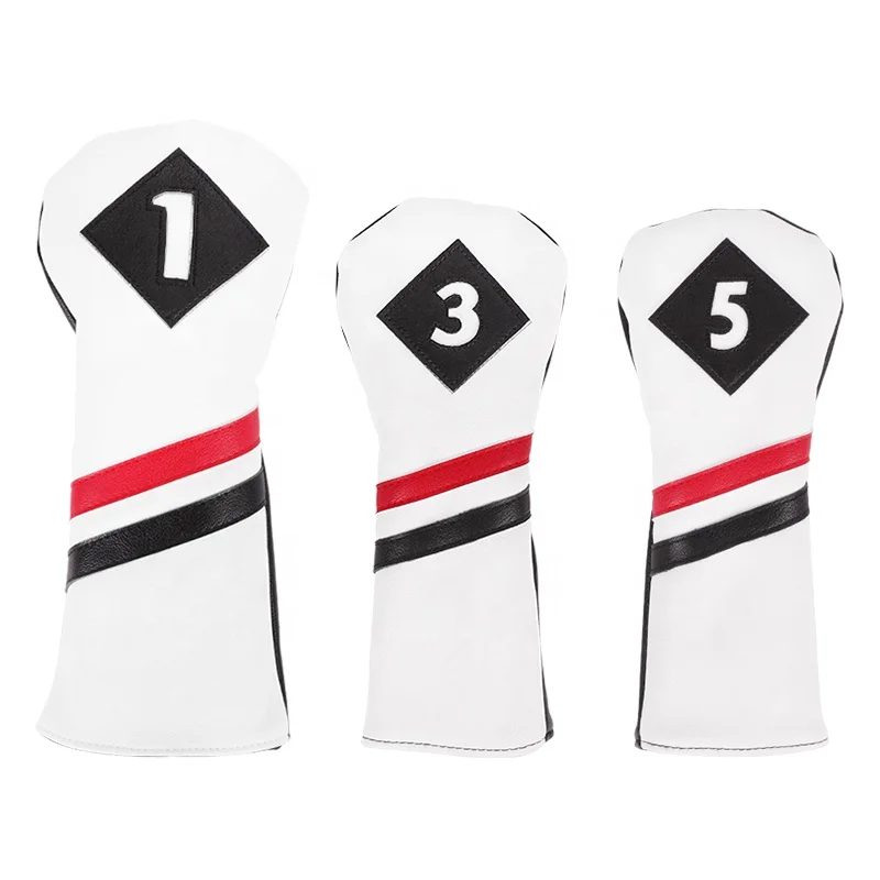 Factory Price Golf Club Headcover Custom Logo Golf Head Covers OEM PU Leather Golf Driver 1 3 5 Fairway Woods Hybrid Headcovers