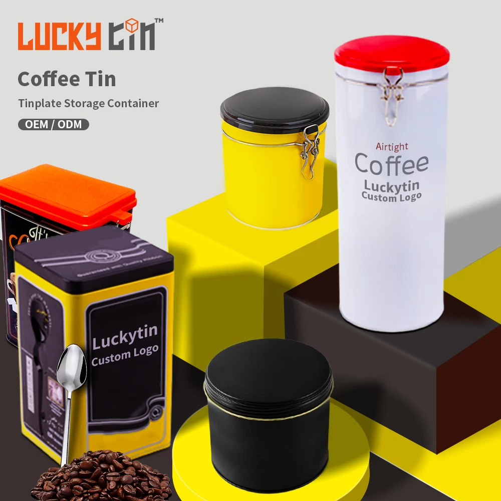 Custom Printing Tinplate Jar Storage Container Drum Shaped Metal Box Packaging Empty Coffee Bean Tin Can Package For Coffee
