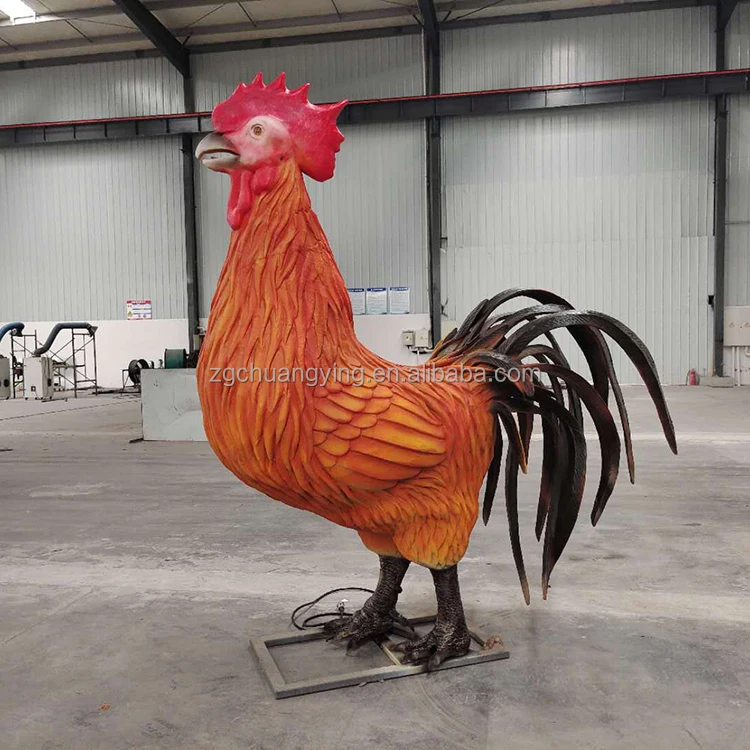Robot Animal Model Life Size Mechanical 3d Realistic Decorative Animatronic Rooster Animatronic Farm Animals for Sale