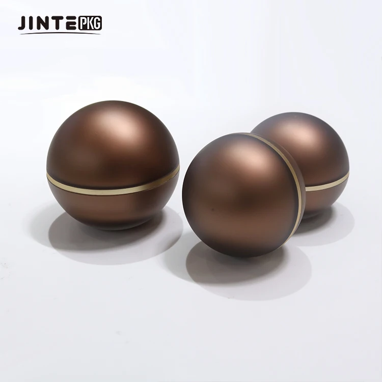 Luxury Brown Ball Shaped Cosmetic Acrylic Plastic Jars Containers For Face Cream Eye Cream Lip Balm