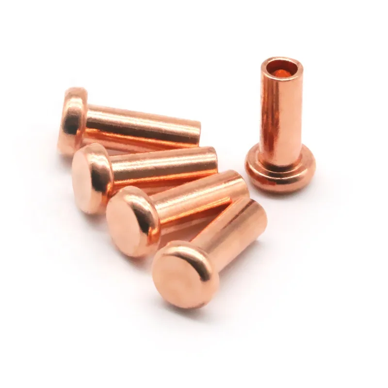 Copper Rivets China Supplier Directly Sale Red Copper Flat Head Semi Tubular Rivets for Belt Fasteners