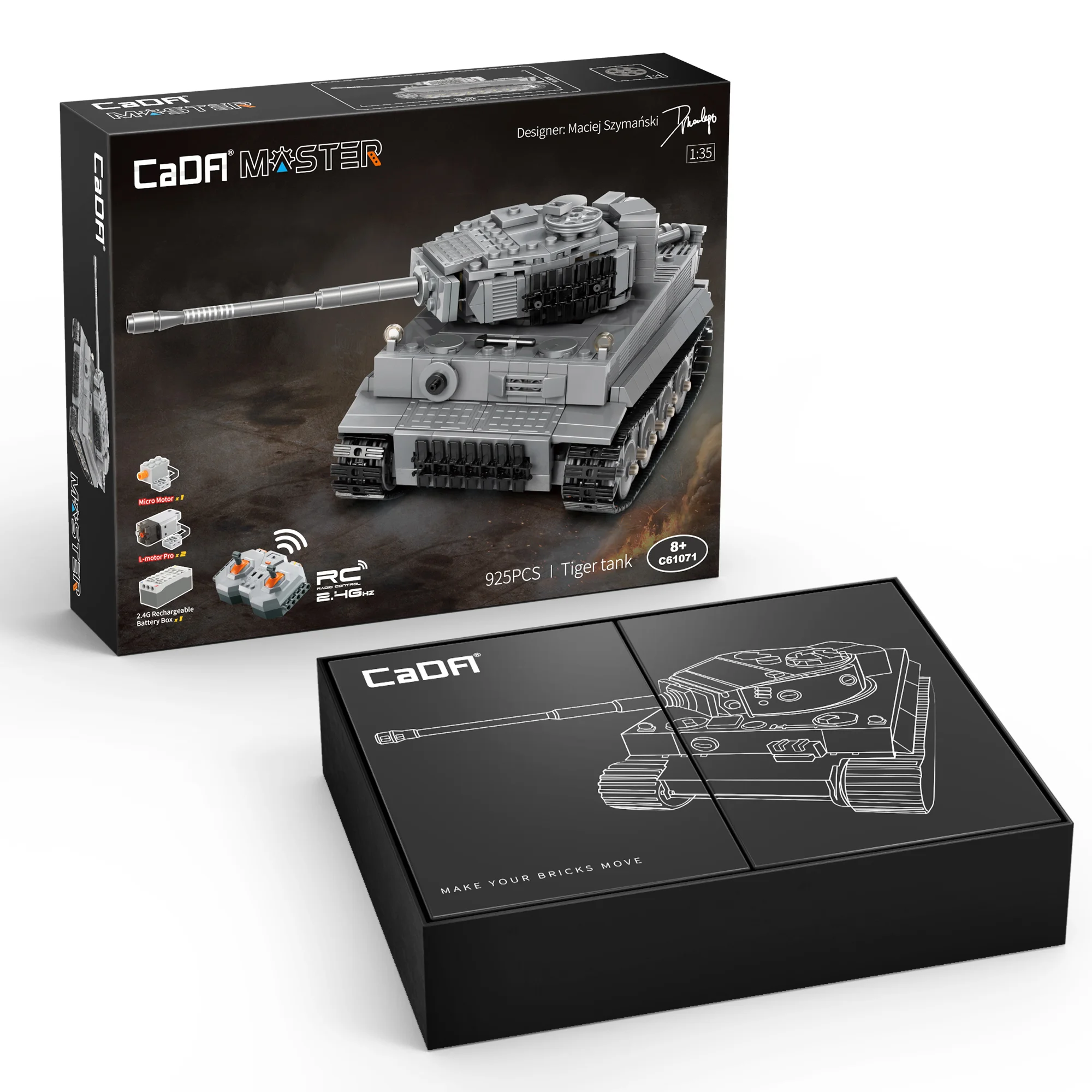 CADA C61071 925 шт. 2 4 г пульт дистанционного управления World War II классический набор кубиков для танка тигра своими руками мелкие частицы строительные блоки игрушки подарок