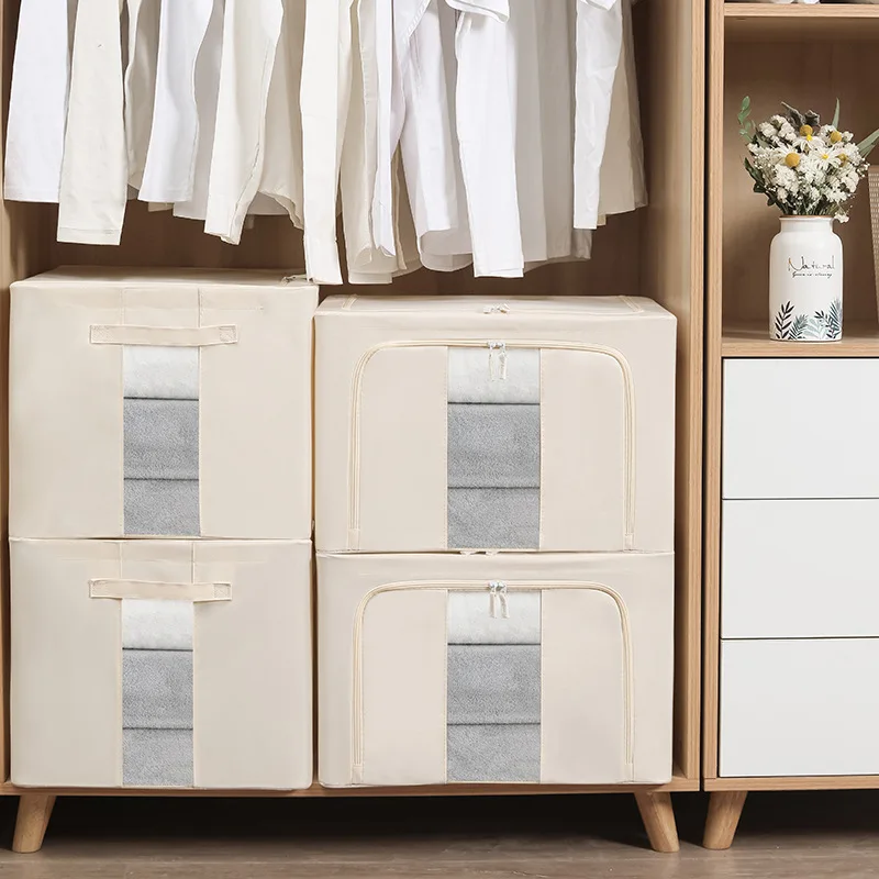 Waterproof foldable oxford fabric storage box large capacity storage organizer box oxford cloth steel frame storage box