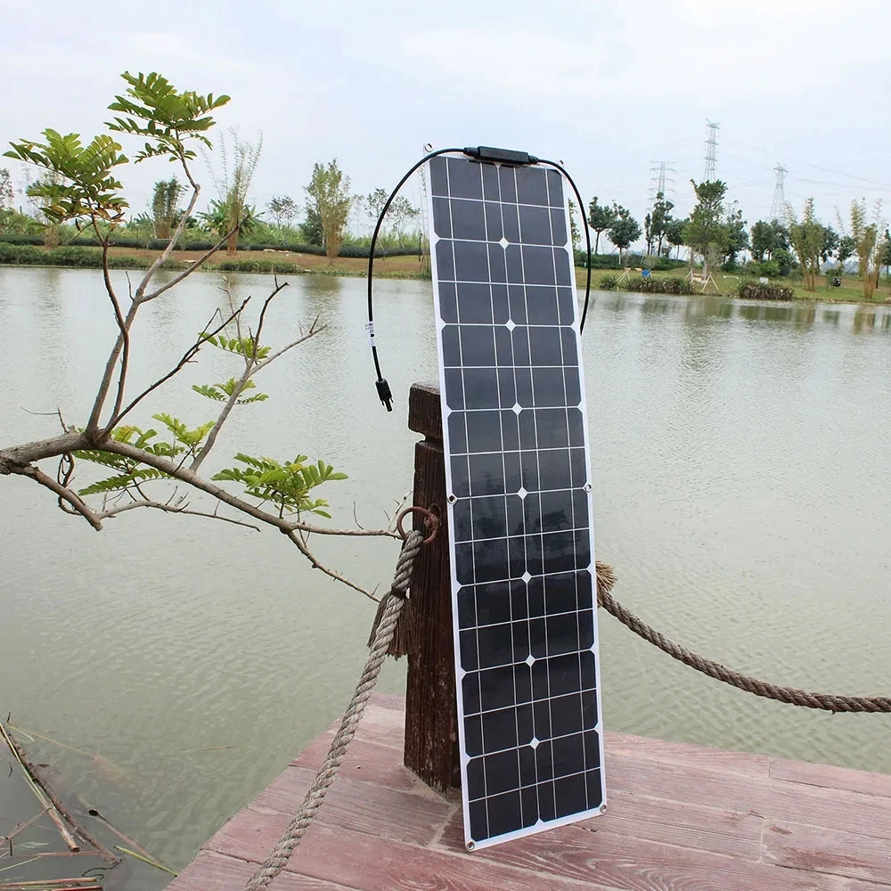 Wholesale Monocrystalline PV Thin Film Solar Panel 18V 50W 100W 180w 200w PET ETFE Semi Flexible Solar Panels For Boat RV Car