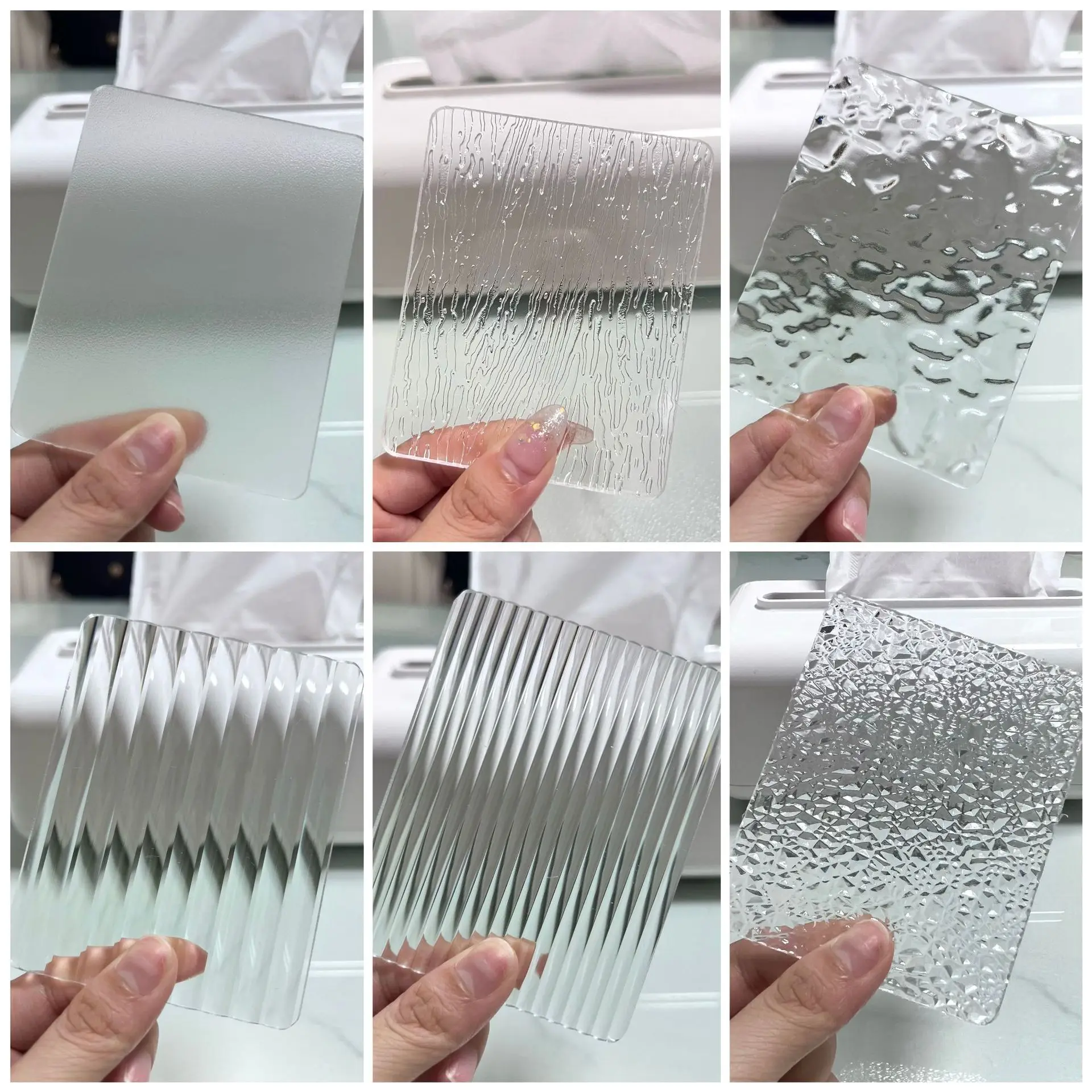 3mm 5mm 6mm PMMA Extruded Wave  Acrylic Plate Clear Textured Acrylic Panel Striped Reeded Mirrored champagne gold Acrylic Sheet