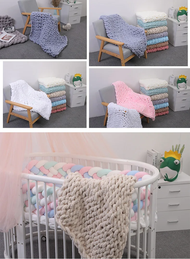 Chunky Knit Blanket Chenille Throw Warm Soft Cozy for Sofa Bed Boho Home DecorBeautiful Home DecorCouch Bed Baby Blanket Gift