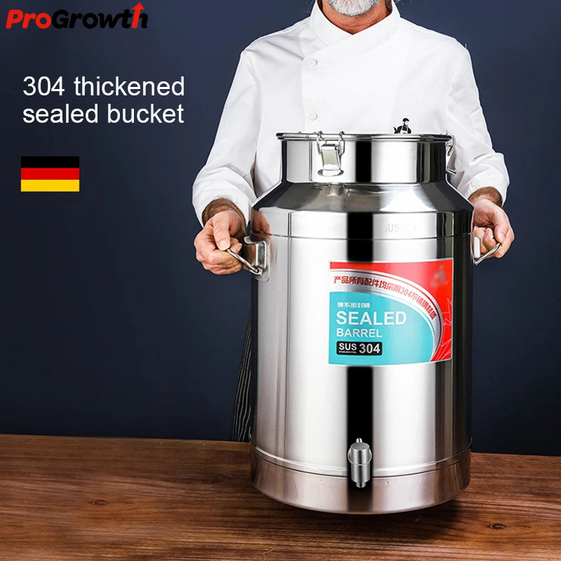 Kitchen utensil 304 stainless steel oil drum Wine barrel with faucet bucket with lid Milk buckets 25kg 50kg Hotel Supplies