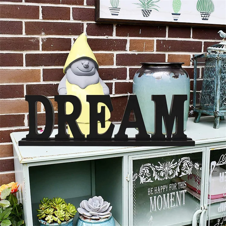 Custom rustic solid wood standing carved dream words decorative sign christmas decoration