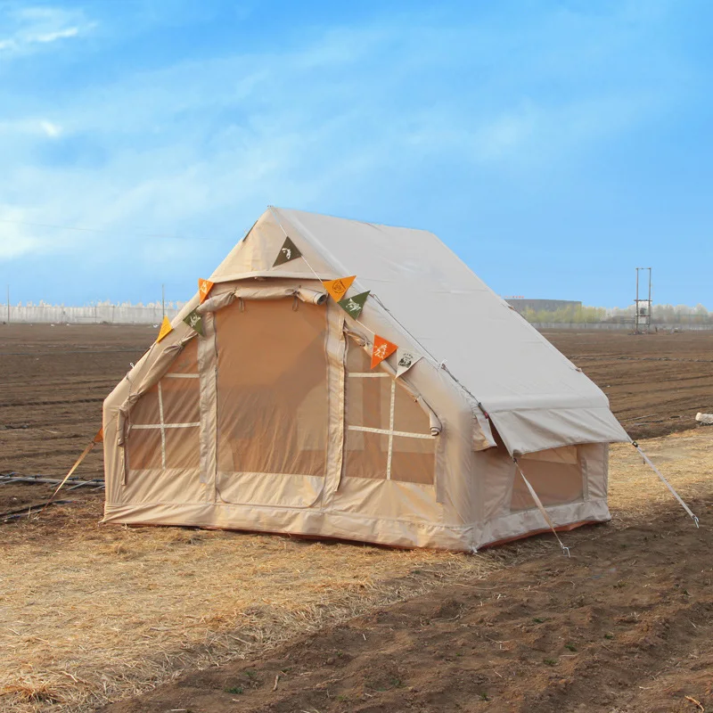 Professional Starry  Rainproof Inflatable Tent PVC Oxford 3-5 People Overnight Camping Travel Equipment Cabin Ridge Type