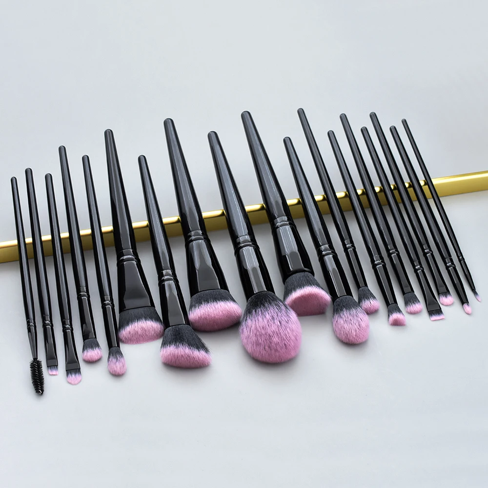 BUEART 18pcs Vegan hair Purple pink Rose makeup brush Set custom logo with private label with box and brush holder package