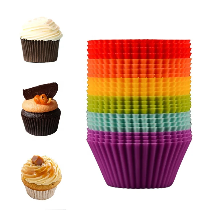 
Custom Baking Cups Cake Reusable Nonstick Round Muffin Silicone Cupcake Baking Mold 