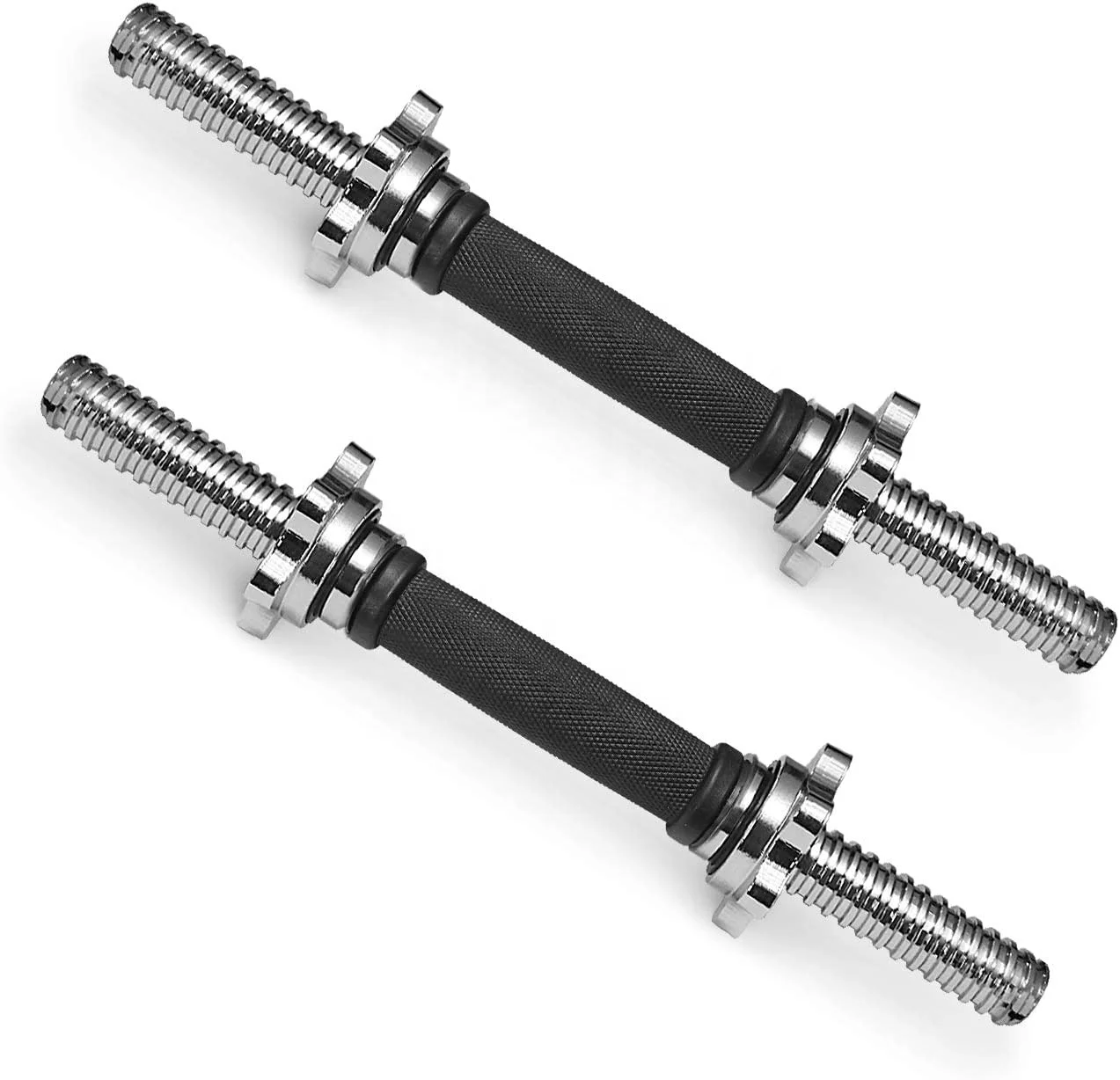 Threaded Dumbbell Black Durable Rubber Handles/Adjustable