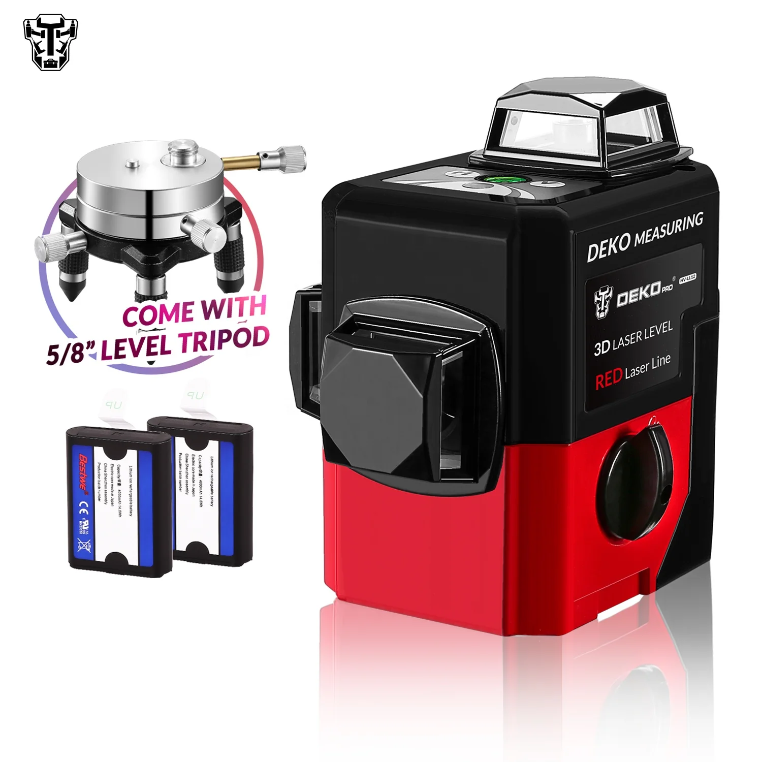 DEKO LL12-HV Series 3D 12 Lines Red Laser Level Self-Leveling 360 degree Horizontal & Vertical Cross