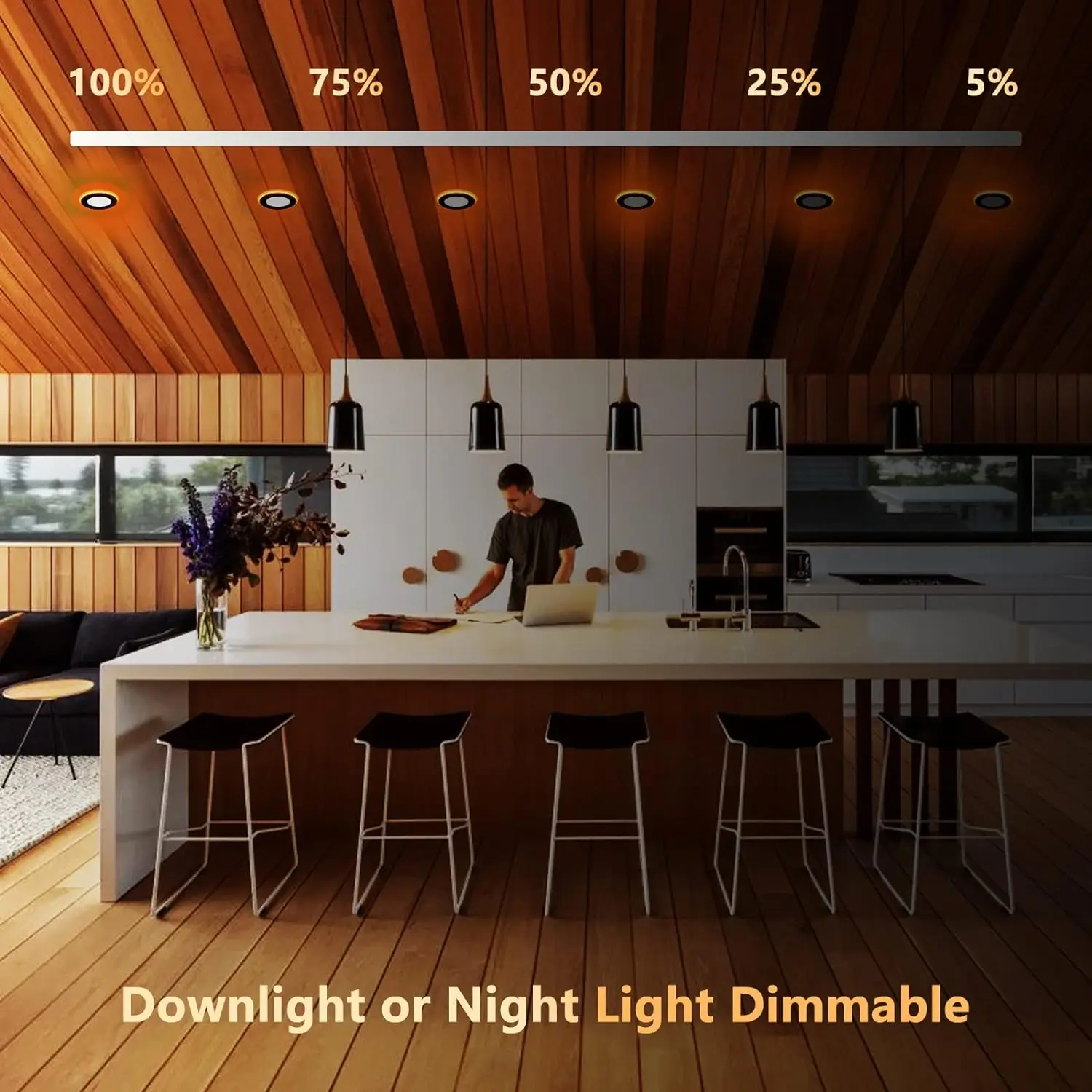 ETL 12 Pack 6 Inch LED Recessed Ceiling with Night Light 5CCT Selectable UltraThin 12W=110W Dimmable Canless Wafer Downlight