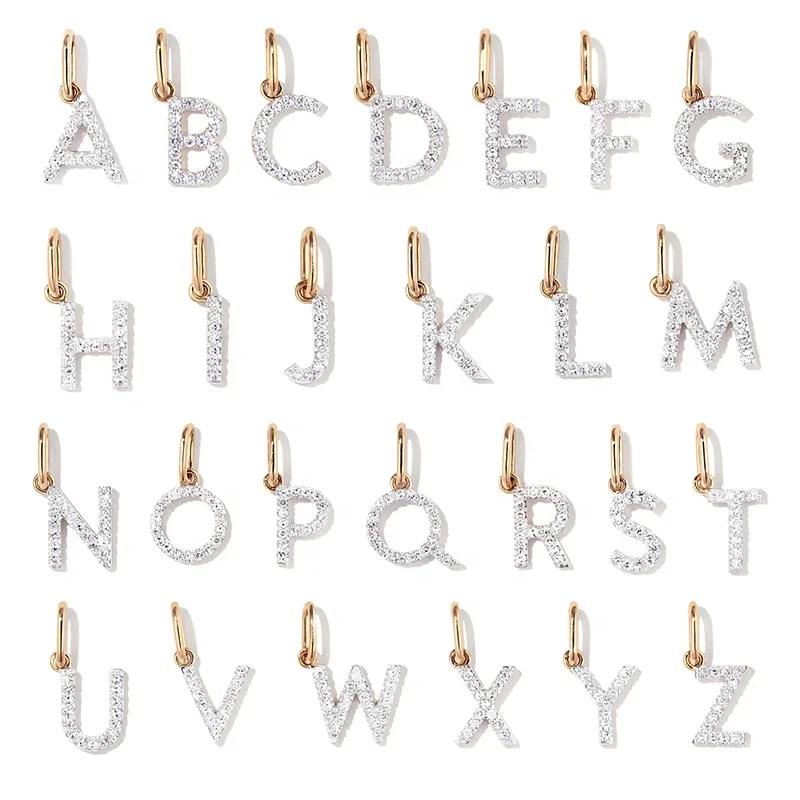 Custom Fashion Jewelry Valentine Day Birthday Gift Gold Plated Stainless Steel Diamond Zircon Letter Pendant for Women