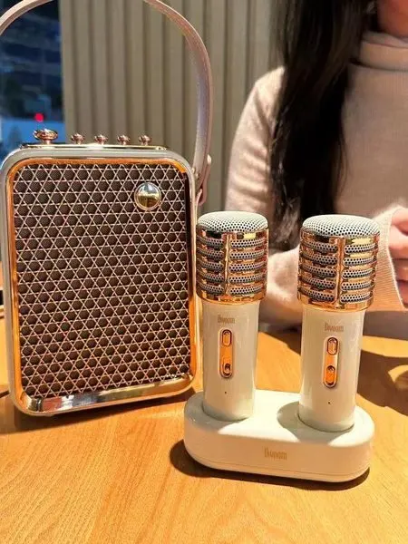 Divoom The East Songbird Blue-tooth Wireless Speaker Home KTV Sound Set Portable Karaoke Audio With Dual Wireless Microphone