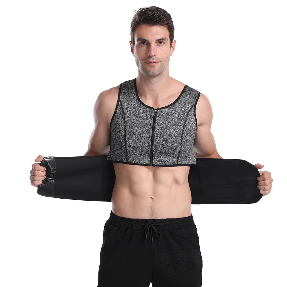 TENNEIGHT Mens Sweat Sauna Band Shapewear Tummy Control Fat Burning Slimming Vest Full Body Shaper for Men