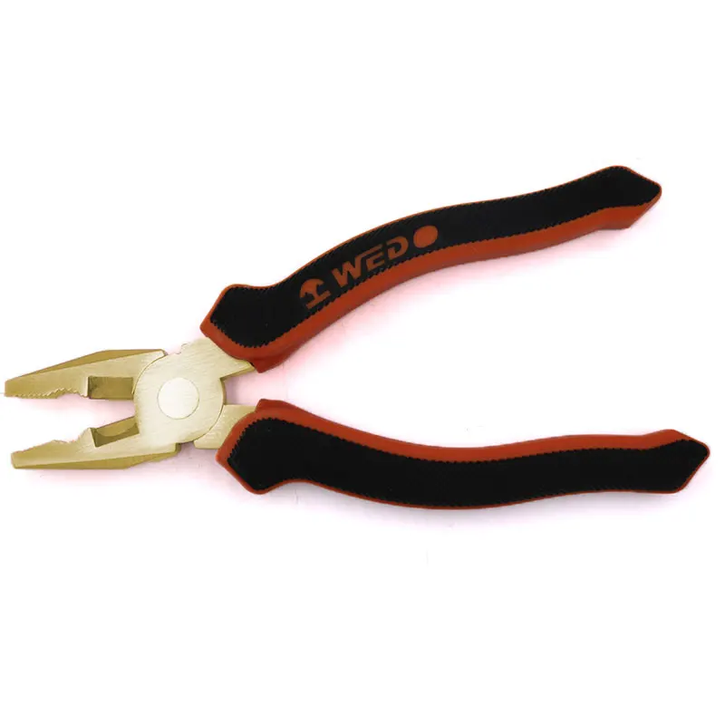 WEDO Multi-Functional Non-Sparking Lineman Pliers  round Nose with Soft Grip Plastic Handle
