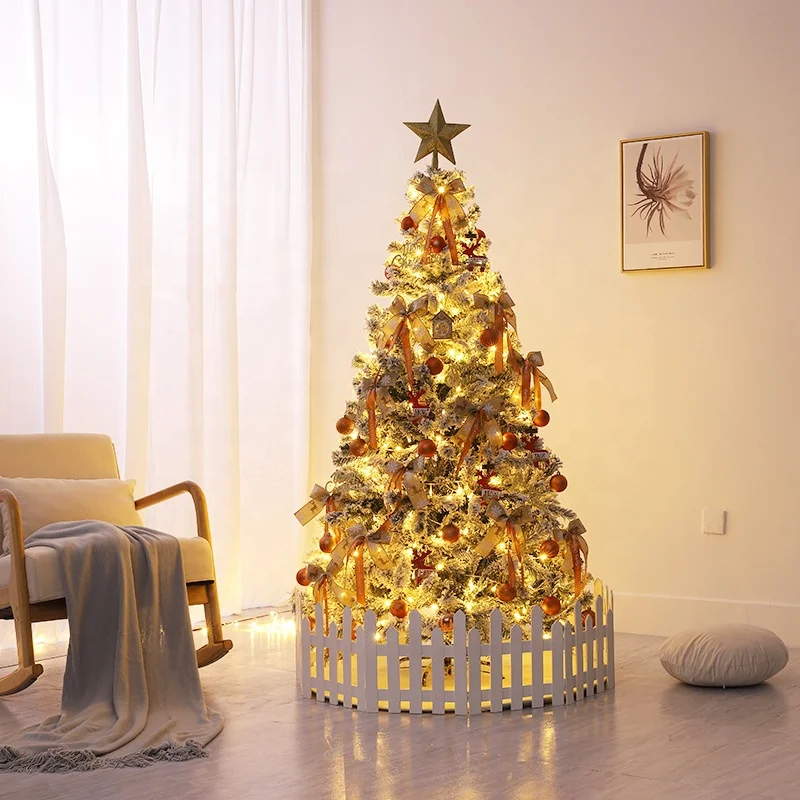 2021 120cm-400cm PVC PE Christmas Tree Artificial Christmas Tree Decoration with Warm White LED Lights for Christmas Decoration