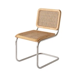 Hot Sale Cane Back Chair  Gold Metal Iron Steel Single Rattan Dining Chairs