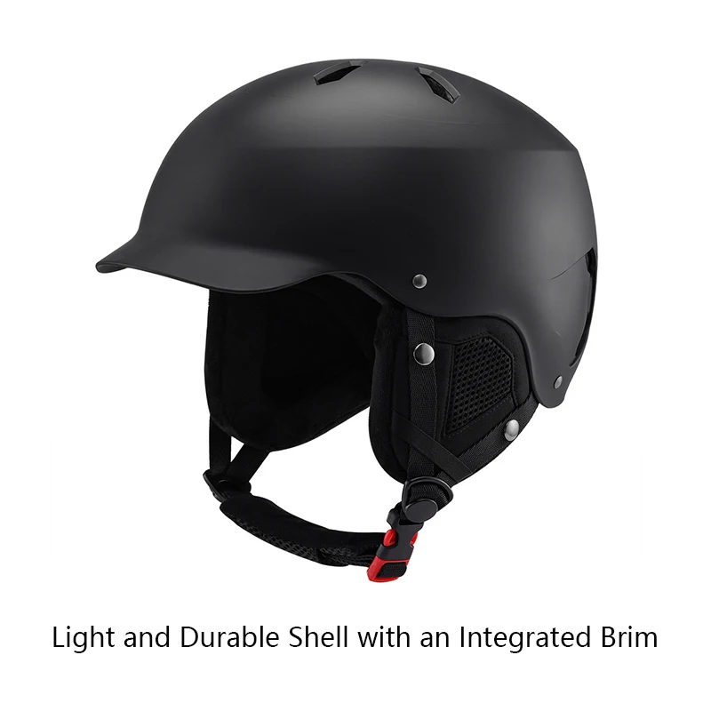 ABS Shell + EPS Foam Brim-style Design Adjustable Fit Ski and Snowboard Helmet for Men Women and Youth