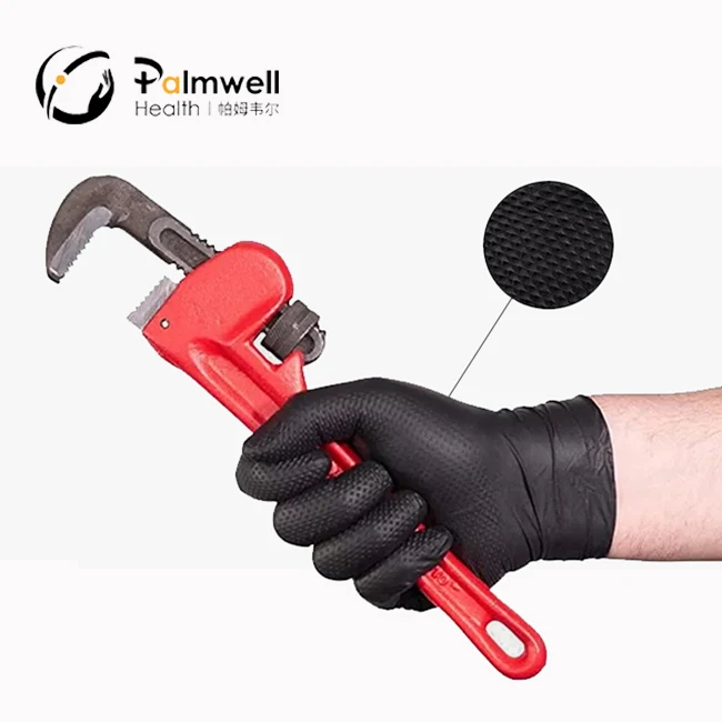Safety gloves work diamond textured nitrile gloves safety gloves